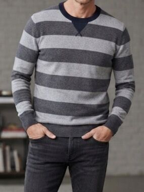 FREDERIK ANDERSON COPENHAGEN Striped Crewneck Pullover Cotton Sweater Medium